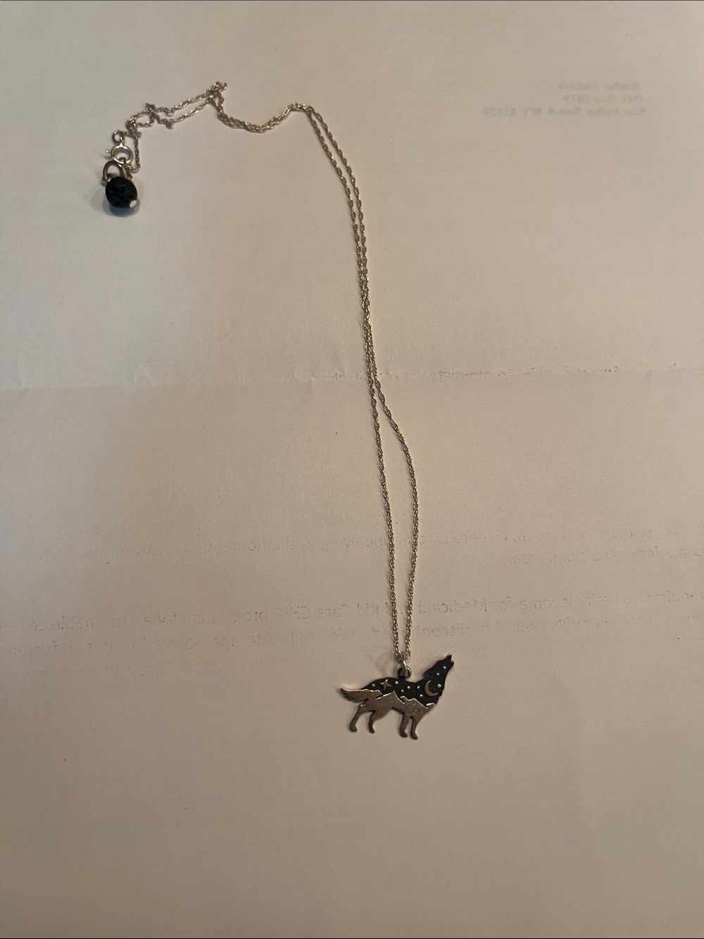 Moon star wolf necklace
